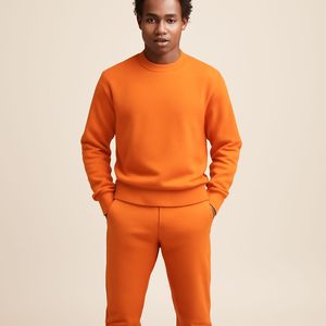 Ensemble de jogging en coton de haute qualité pour hommes pantalon de survêtement évasé avec logo personnalisé avec motif uni à capuche zippé - Product Image 6