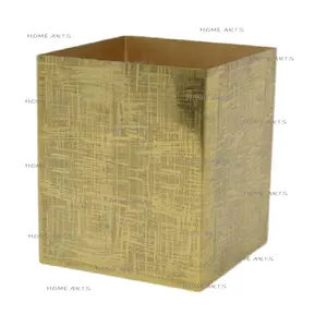 Deluxe Quality Square Shape Waste Bin Designer Gold Plated Brass Waste And Dust Bin For Indoor And Outdoor Use