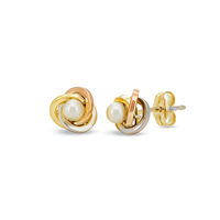 Pendientes de Perlas de Agua Dulce Blancas de 3-4 mm, Grado AAA, Oro de 14K, Joyería Fina Clásica y Elegante para Mujer, Diseño de Nudo, Sin Níquel