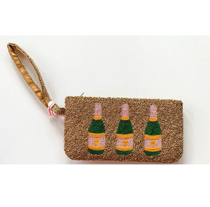 Monedero de Lentejuelas con Bordado de Champán, Cierre de Cremallera, Accesorio de Algodón Hecho a Mano, Regalo Moderno para Ella para Cualquier Ocasión - Product Image 1