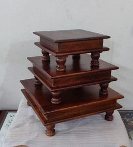 Mesa Chowki de Madera Hecha a Mano 100% Natural, Decoración Rústica para el Hogar, Decoración de Bodas, Estilo Artístico, Decoración para Sala de Estar - Product Image 3