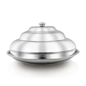 Plateau décoratif de table en métal classique avec couvercle de bonne qualité en acier inoxydable de luxe argent et or plateaux de service concepteur - Product Image 4