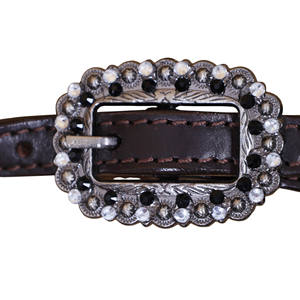 Serre-tête en cuir occidental et collier de poitrine strass décorés ensembles de tack bling à carreaux noirs et blancs fabricant personnalisé - Product Image 6