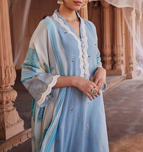 Traje Tradicional de 3 Piezas Shalwar Kameez para Césped, Traje de 3 Piezas con Estampado Digital y Costuras Elegantes, Servicio OEM, Transpirable para Fiestas de Invierno - Product Image 2