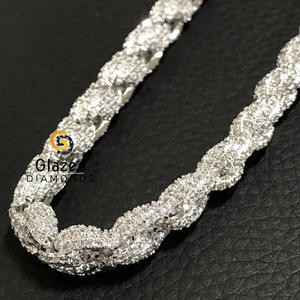 Fully Iced Out With Round Brilliant Cut <b>Vvs</b> Clarity Lab Grown <b>Diamonds</b> Crafted in 10Kt White Gold Cuban <b>Chain</b> for Men - Product Image 4