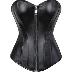 <b>Black</b> Sexy Leather Gothic Over Bust Steel Boned Plus Size Customized and Color <b>Corset</b> Top Women <b>Corset</b> for Winter Wear - Product Image 1