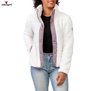 New Arrival Custom Logo Winter Outdoor Sherpa Fleece Jacket with Stripe & Camouflage Patterns High Quality Stylish Women's - Product Image 2