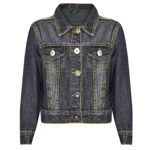 Vente en gros Veste en jean sur mesure pour femmes Veste en jean simple d'hiver en coton pour femmes de grande taille - Product Image 3