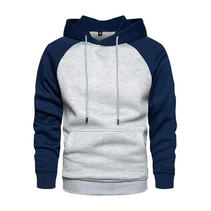 Plain Dyed Blend Sleeve Pullover Hooded Sweatshirt with Kangaroo Pocket Embroidered Winter Hoodie-MOQ 2pcs - Product Image 1