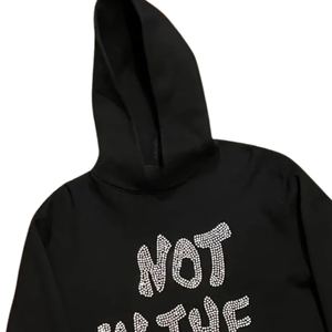 Sweat à capuche surdimensionné noir avec strass imprimé Paisley Streetwear unisexe pull en coton lourd Hip Hop hiver mode sweats à capuche vente - Product Image 6