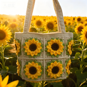 2025 New Handmade Cartoon Hook Crocheted Knitted <b>Shoulder</b> Bag Embroidery Two <b>Straps</b> ZIP Closure Cotton Lining Portable Cartoon - Product Image 4
