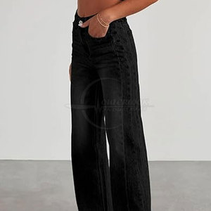 Jeans larges décontractés coupe ajustée pour femmes à la mode pantalons jeans délavés minces confortables - Product Image 3