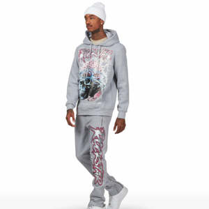 Survêtement imprimé deux pièces de haute qualité ensemble pull uni 100% coton surdimensionné survêtement homme personnalisé - Product Image 3