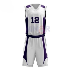 Vente en gros uniforme de basket-ball personnalisé pour hommes dernière mode en polyester à séchage rapide uniforme de basket-ball pour entraînement sportif imprimé avec logo - Product Image 3