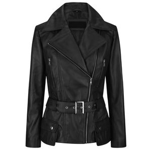 Chaqueta de Motociclista de Piel de Oveja Genuina Hecha a Medida de Primera Calidad para Mujer, 100% Resistente al Viento, Elegante, con Estampado de Moda - Product Image 2