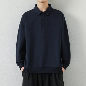 Polo piqué en coton à manches longues Version vierge brillant Couple T-shirts hommes femmes 10 couleurs printemps coupe ample mode masculine - Product Image 1