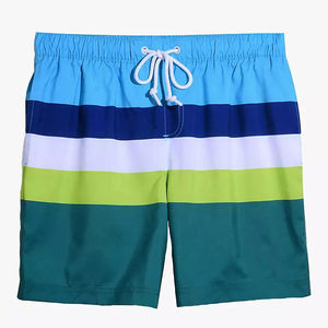 High Customized 100% Polyester Summer <b>Men</b> Swim <b>Shorts</b> Striped Pattern Waterproof <b>Red</b> Color Beachwear wholesale rate OEM - Product Image 5