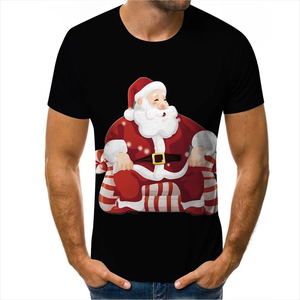2025 personnalisé 3D nouveau Premium en gros père noël tendance col rond à manches courtes formel peigné impression numérique de haute qualité hommes - Product Image 5