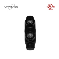  Connecteur de câblage isolé noir à 1 port, raccord mécanique à double entrée pour fils en cuivre et aluminium de 6AWG à 250kcmil