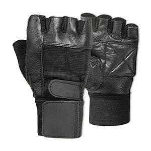 Gants de levage en cuir durables Protection de paume unisexe pour l'haltérophilie et le fitness - Product Image 1