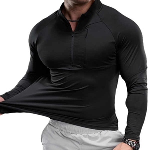 <b>Men's</b> Sportswear <b>Long</b> <b>Sleeve</b> Gym Compression <b>Tshirts</b> Quick Dry Zip Fleece Casual Flannel Summer Athletic Sports Shirts - Product Image 5