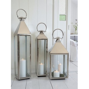 Lanterne en métal argenté brillant imprimée personnalisable avec ensemble de 3 tailles différentes pour centre de table Home Party Decor - Product Image 2