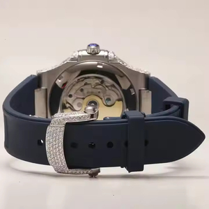 Montre d'affaires de luxe automatique en acier inoxydable de haute qualité en argent sterling Moissanite diamant verre cadran à quartz fin - Product Image 4