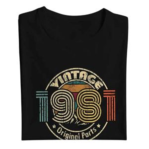 T-shirt streetwear graphique vintage 1981 décontracté pour hommes, qualité supérieure, motif uni 100% coton - Product Image 2