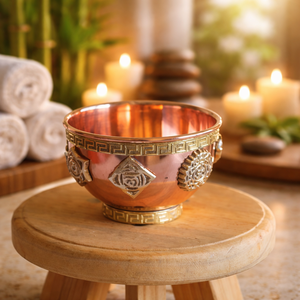 Bol rituel de méditation, ustensiles spirituels en cuivre, bol en cuivre Vastu, bol en cuivre pour usage en temple, accessoires de méditation yoga - Product Image 6