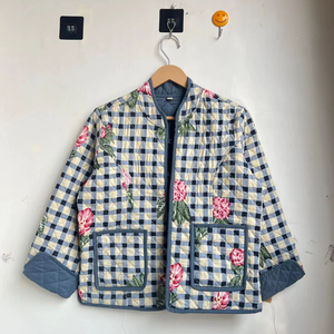 Chaqueta India 100% Hecha a Mano de Algodón, Estampado Floral, 2 Bolsillos Laterales, Reversible, Abrigo Bohemio para Mujer, Chaqueta Acolchada de Algodón de Nuevo Estilo - Product Image 1