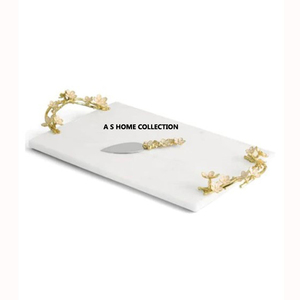 Antler Aluminium Argent Ware Stand Avec Marbre De Forme Ronde Super Qualité Design Moderne Plateau Plateau De Service Alimentaire à Vendre - Product Image 6