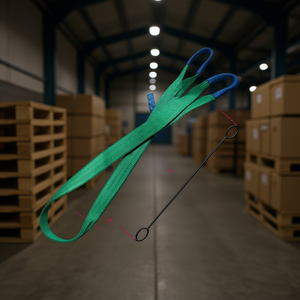 2t Lifting <b>Sling</b> Green Double-Layer Flat Webbing Reinforced Loops High Tenacity Polyester (PES) Packaging Ropes - Product Image 3