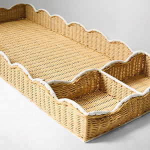 Plateau à langer en rotin naturel tissé à la main avec bord festonné, station à langer pour bébé en osier bohème pour le dessus de la commode - Product Image 3