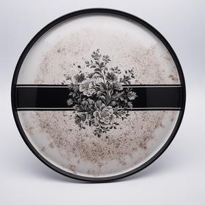 Assiette de présentation en fer ivoire marbré avec tourbillons de crème douce Taches d'or Art moderne Design antique Dîner de mariage luxueux - Product Image 6