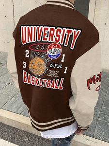 Chaqueta de Cuero Estilo Varsity con Mangas de Cuero y Botones, de Alta Calidad para Hombre, Nueva Llegada - Product Image 2