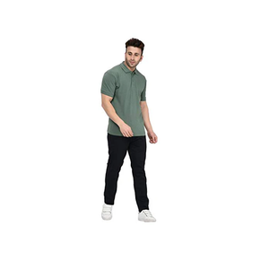 Camiseta de mezcla de algodón con cuello de Polo liso para hombre, camiseta verde oscuro de poliéster de secado rápido, Color verde, camiseta Polo con logotipo personalizado - Product Image 5