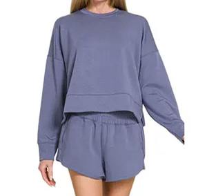 Ropa de invierno para mujer, de nuevo diseño traje corto, logotipo personalizado, conjuntos de alta calidad, ropa de mujer, joggers y capucha corta - Product Image 1