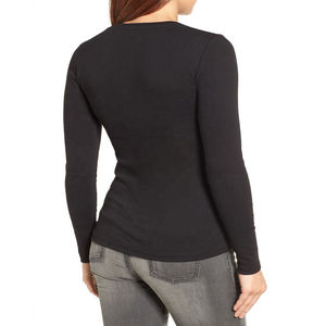 Camiseta de Manga Larga Personalizada para Mujer, Cuello Redondo, Algodón, Logotipo Personalizado, Secado Rápido, Transpirable, 100% Algodón - Product Image 2