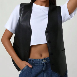 Chalecos de Alta Calidad al por Mayor para Mujer, Nuevo Diseño de Moda, Chaleco de Piel de Oveja, OEM Premium, Chaleco de Cuero Auténtico de Entrega Rápida - Product Image 1