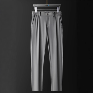 Pantalon d'affaires en soie glacée pour homme, élastique et respirant, couleur unie, pantalon d'été pour jeunes hommes - Product Image 4