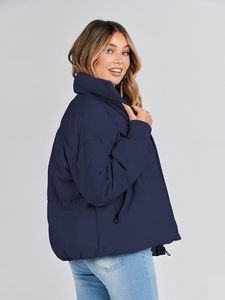 women's puffer jacket lined quilted <b>padded</b> insulated warm coat with zipper closure breathable stylish Puffer jacket - Product Image 4