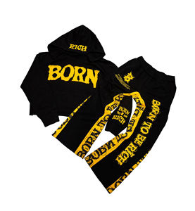 เสื้อฮู้ดดี้ครอปผ้าฝ้ายวินเทจเนื้อหนาแบบสั่งทำพิเศษสำหรับทุกเพศ ผู้ผลิตเสื้อฮู้ดดี้ปักลายสไตล์วินเทจแบบฟอกสีและกางเกงขายาวเข้าชุด - Product Image 1