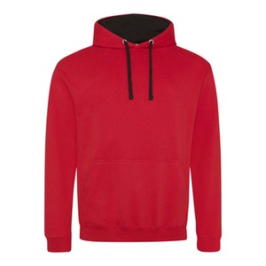Venta al por mayor de sudaderas con capucha forradas de contraste blanco liso Sudaderas blanco rojo - Product Image 2