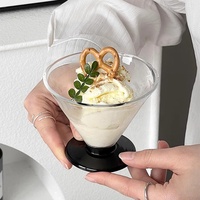 Ensemble de plateau de tasse à crème glacée classique Pudding Trifle Fruit tasse en verre transparent avec grande base colorée Tasse à dessert