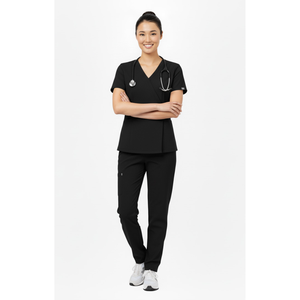 Ensemble de gommage élégant col en V pour femmes, uniforme médical confortable et ajusté pour médecins, infirmières et personnel dentaire, uniformes d'hôpital - Product Image 1
