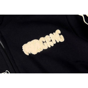 Venta al por mayor de alta calidad calavera dibujos animados impreso Chenille bordado cremallera capucha para hombres - Product Image 3