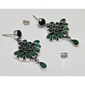 Pendiente de Plata de Ley 925, joyería de piedras preciosas de ónix verde Natural con detalles en oro rosa, regalo perfecto para mujer - Product Image 3