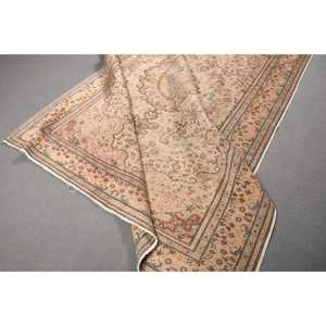 Vintage 6.5x9.4 ft Rug, Large Turkish Rug, <b>Brown</b> Red Southwestern <b>Wool</b> Rug - Product Image 4