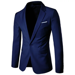 Blazer de Costume d'Affaires pour Homme de Qualité Supérieure Vente en Gros à Bas Prix Grande Taille Coupe Ajustée Conception Personnalisée Couleur Unie Braguette à Boutons Respirant - Product Image 1