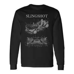 Camiseta de manga larga Slingshot Patent Car, camisa gráfica negra para hombre - Product Image 1
